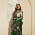 Green Turnaround Tissue Saree | Dual-Tone Silver Party Wear Saree - Kottanz Loom CoSareeKottanz Loom Co