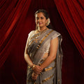 Grey Gold Stripe Saree | Handcrafted Artisanal Saree - Kottanz Loom CoSareeKottanz Loom Co