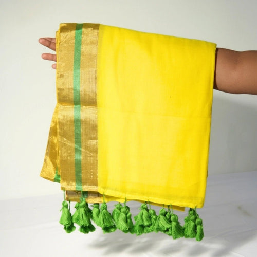 Handloom Cotton Saree Combo with Golden Zari Border - Set of 3 - Kottanz Loom CoSareeKottanz Loom Co