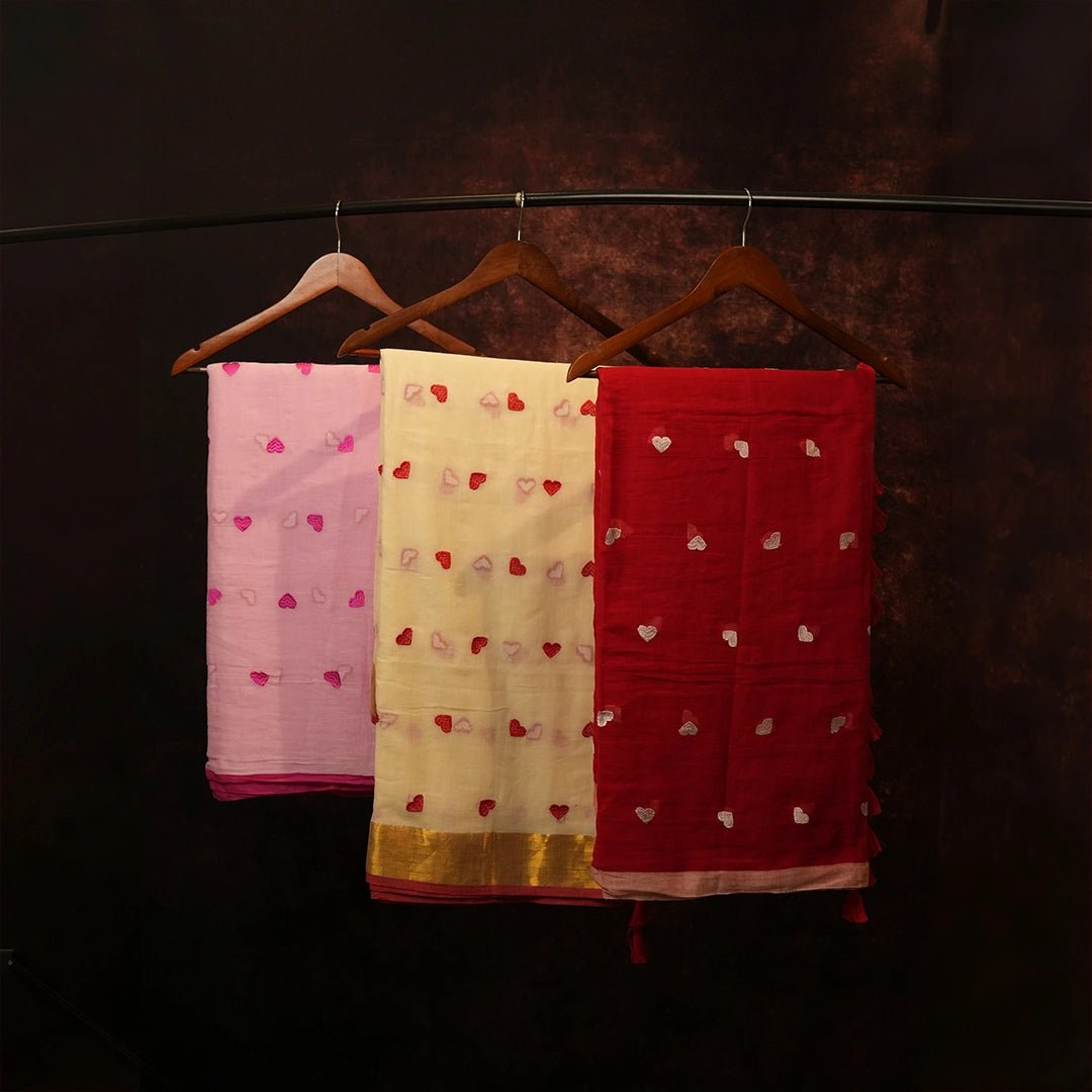Handloom Cotton Saree Combo with Heart - Set of 3 - Kottanz Loom CoSareeKottanz Loom Co