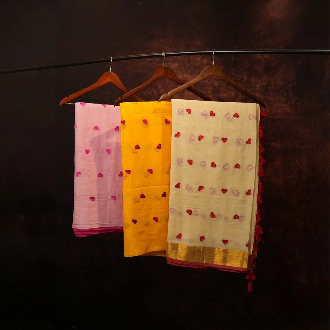 Handloom Cotton Saree Combo with Heart - Set of 4 - Kottanz Loom CoSareeKottanz Loom Co