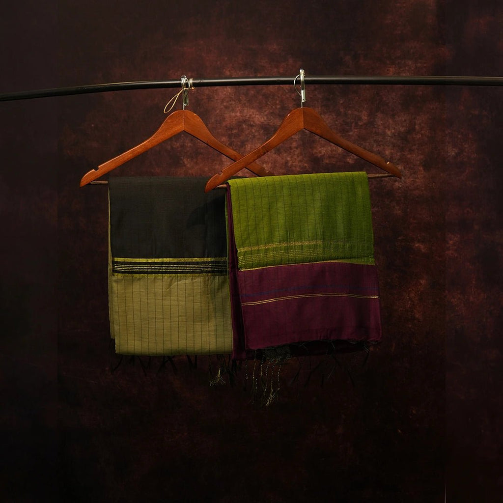 Handloom Kanchipuram Style Saree Pair with Temple Border - Set of 2 - Kottanz Loom CoSareeKottanz Loom Co