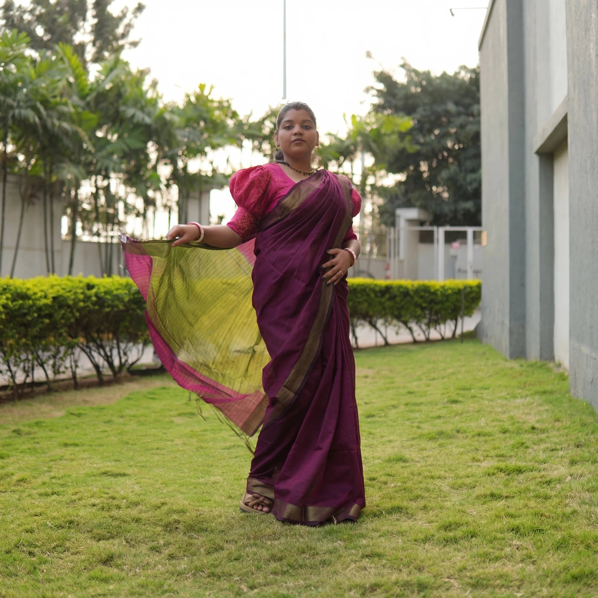 Handloom Kanchipuram Style Saree Pair with Temple Border - Set of 2 - Kottanz Loom CoSareeKottanz Loom Co