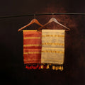 Handloom Striped Saree Pair with Golden Zari Tassels – Festive Cotton Sarees Set of 2