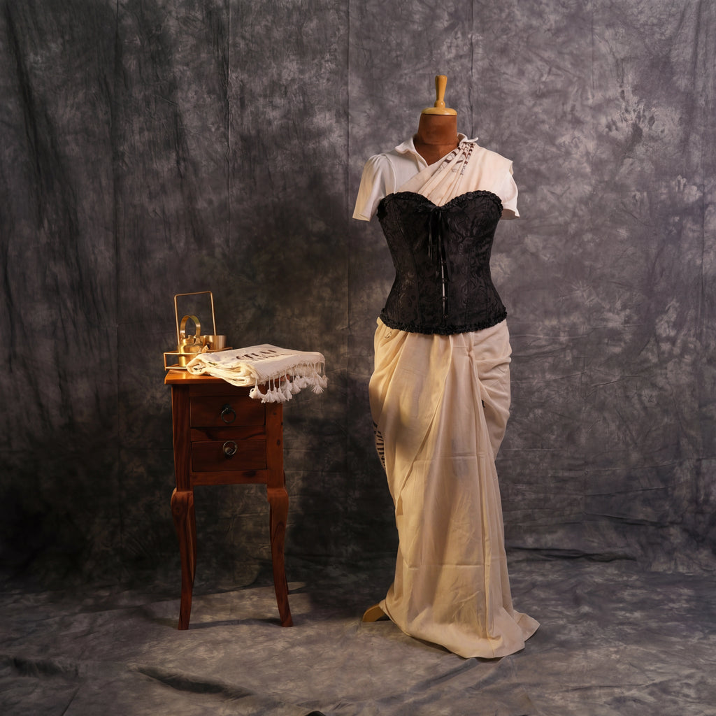 Chai and Chill Saree | Fusion Saree with Corset &amp; Contemporary Drape