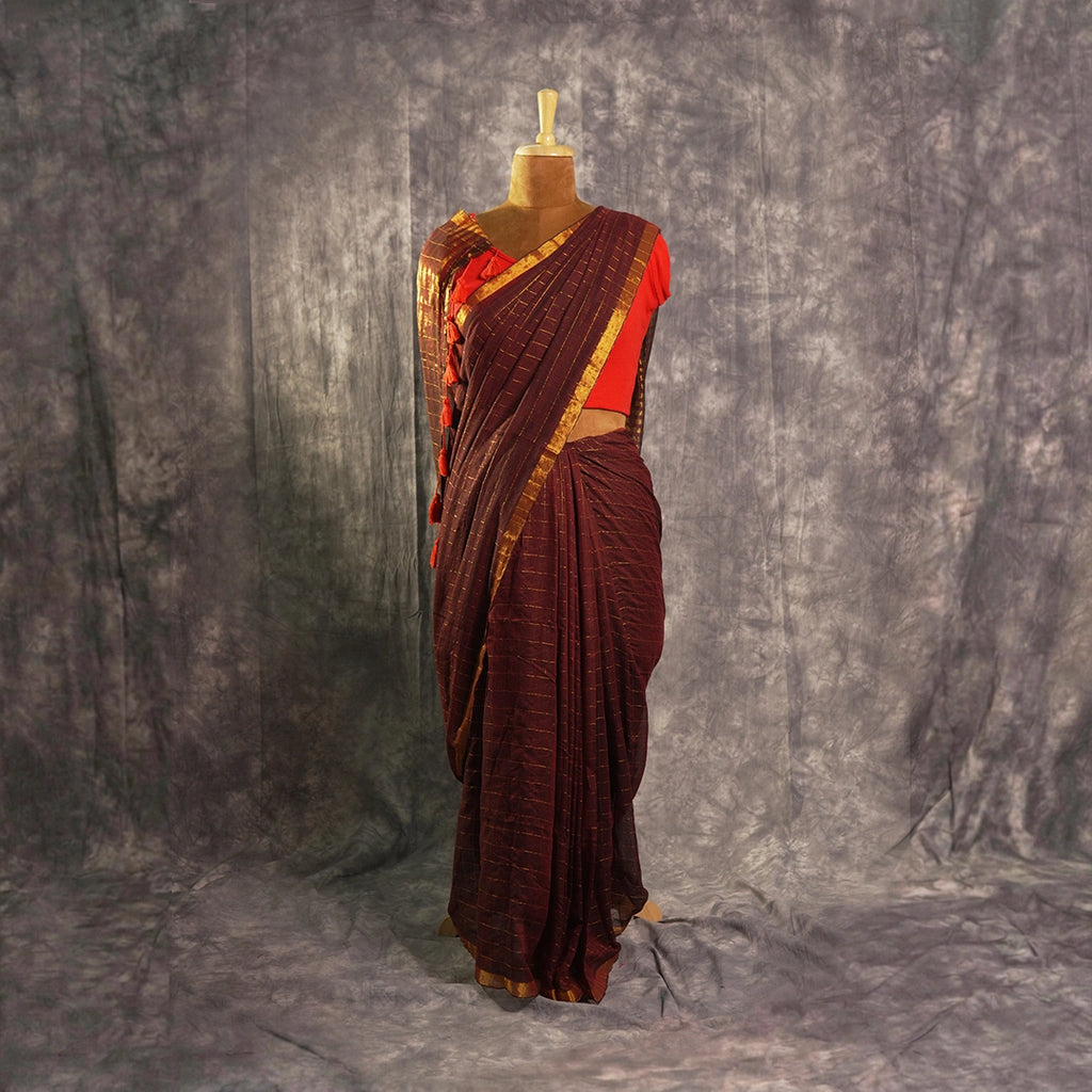 Maroon Gold Handloom Saree | Traditional Festive &amp; Wedding Wear