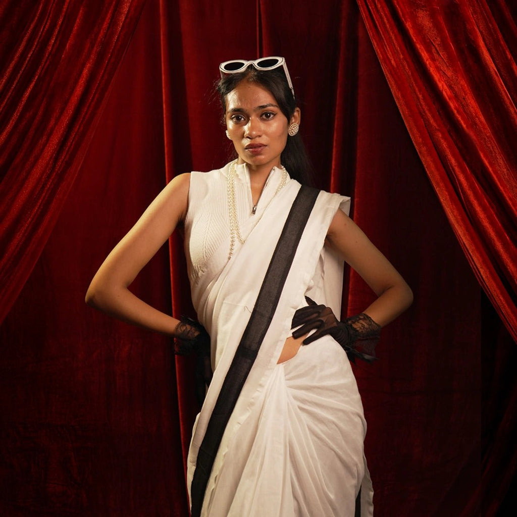 Ivory Edit Saree – Minimal Handcrafted Saree for the Modern Woman - Kottanz Loom CoSareeKottanz Loom Co