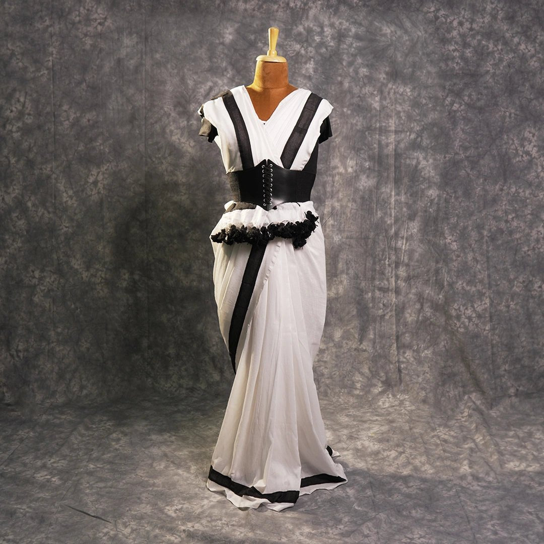 Ivory Edit Saree – Minimal Handcrafted Saree for the Modern Woman - Kottanz Loom CoSareeKottanz Loom Co