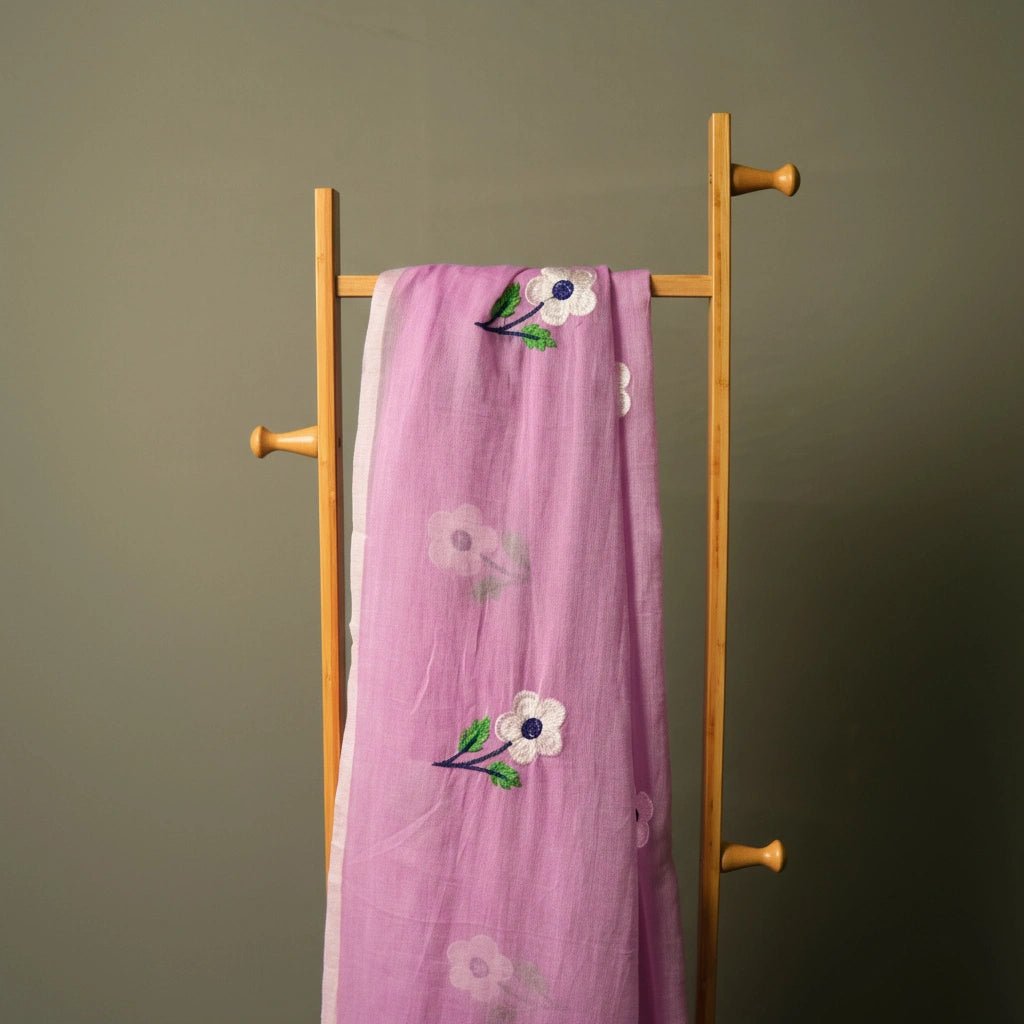 Lavender Flower Embroidery Saree – Premium Pastel Party Wear Saree - Kottanz Loom CoSareeKottanzloom