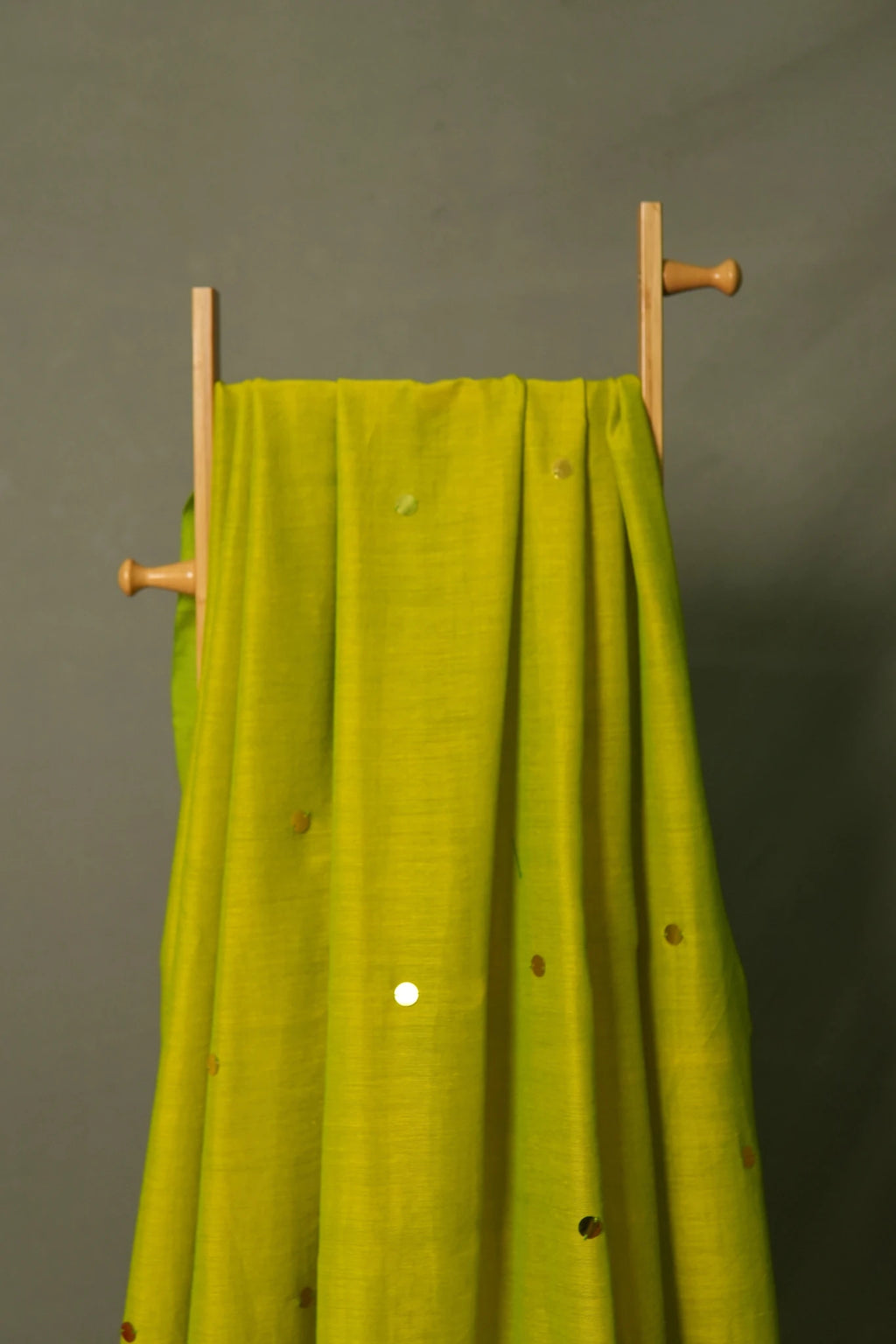 Light Green Gini Khadi Saree – Handwoven Cotton Saree with Sequins - Kottanz Loom CoSareeKottanzloom