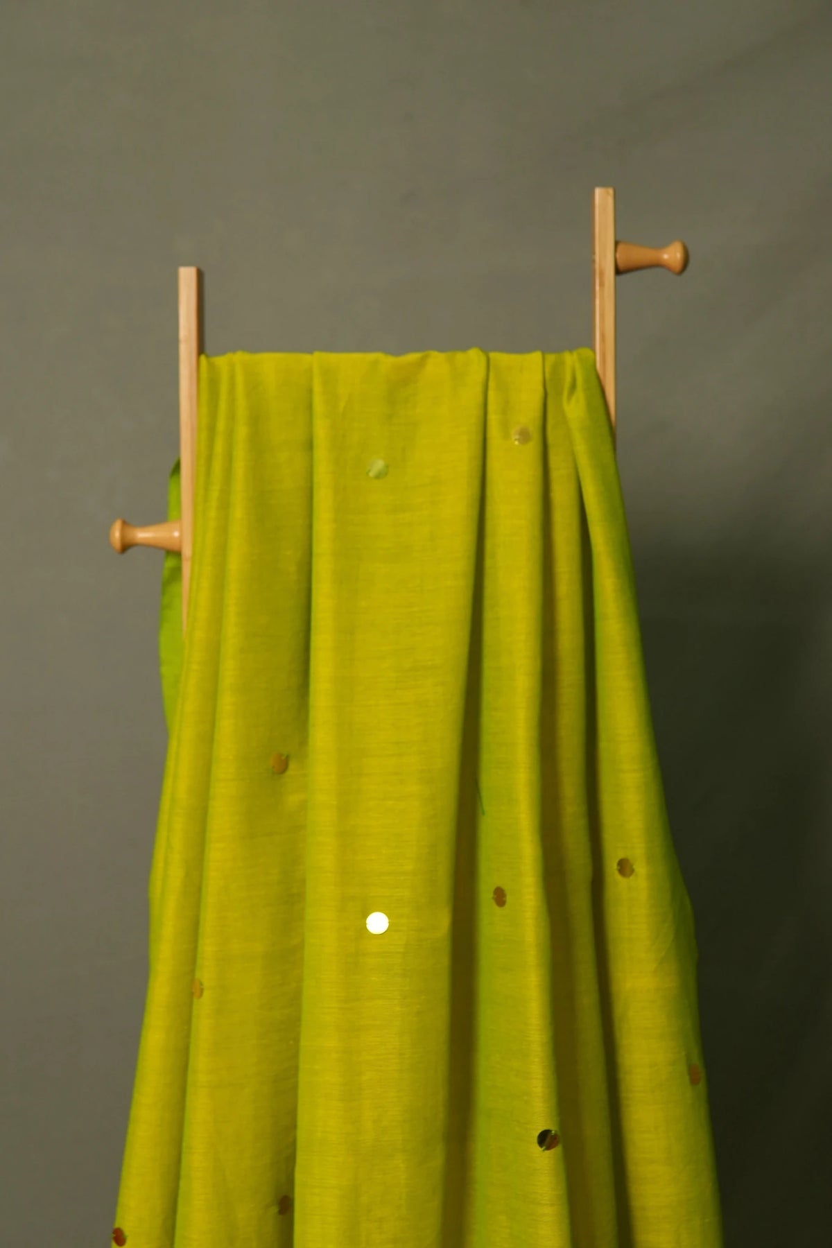 Light Green Gini Khadi Saree – Handwoven Cotton Saree with Sequins - Kottanz Loom CoSareeKottanzloom