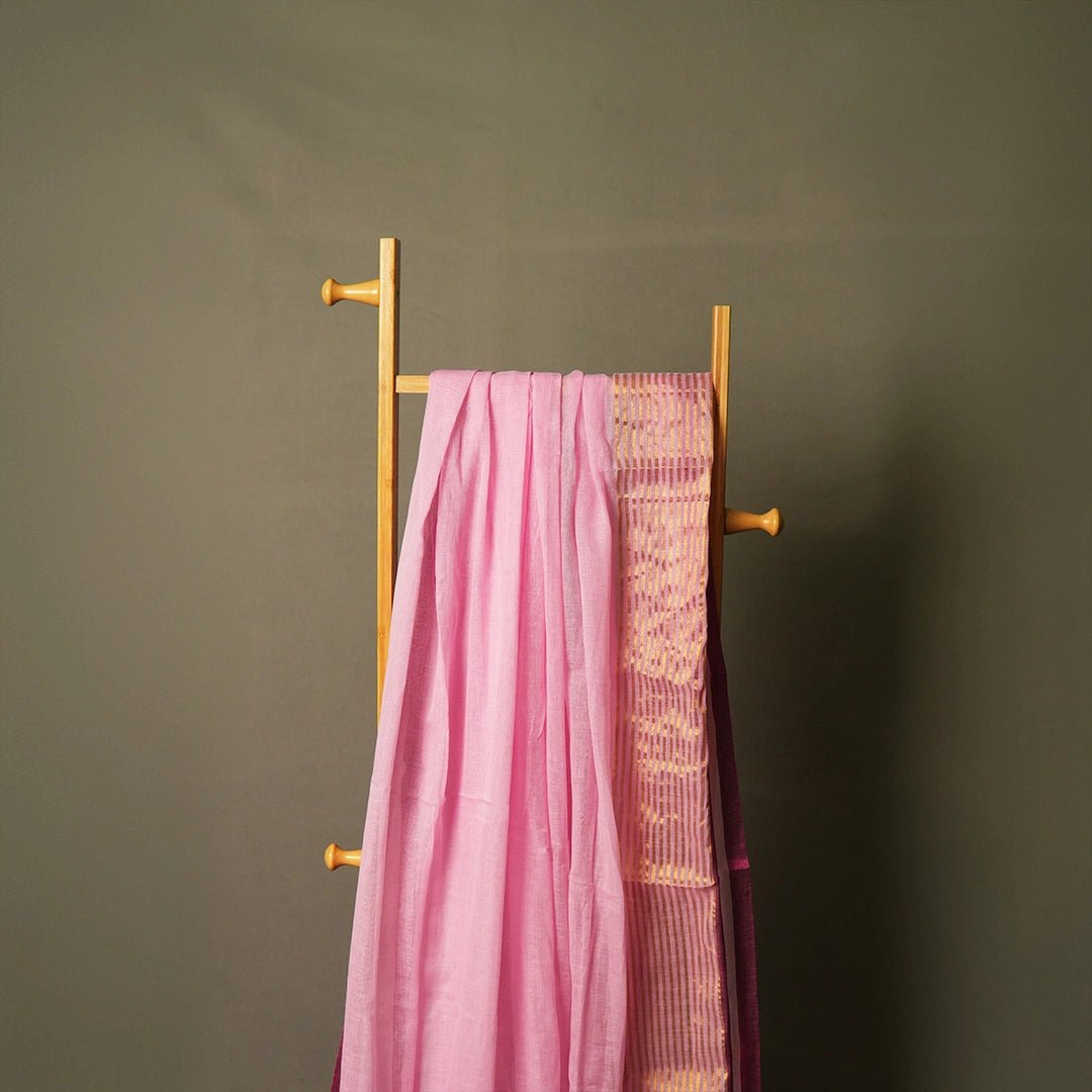 Light Pink Mul Cotton Saree – Soft, Elegant Daily & Casual Wear - Kottanz Loom CoSareeKottanzloom