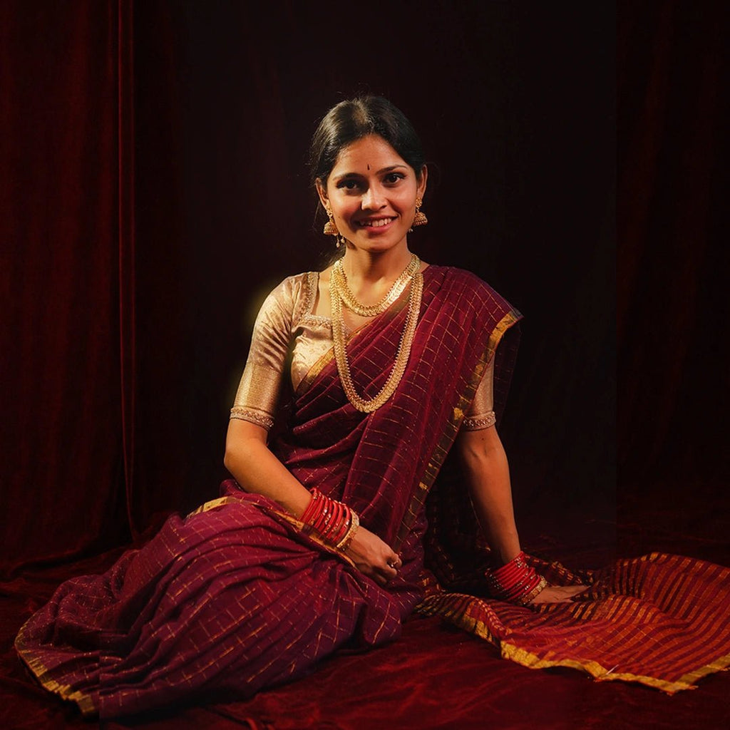 Magenta Gold Handloom Saree | Festive Traditional Ethnic Wear - Kottanz Loom CoSareeKottanz Loom Co