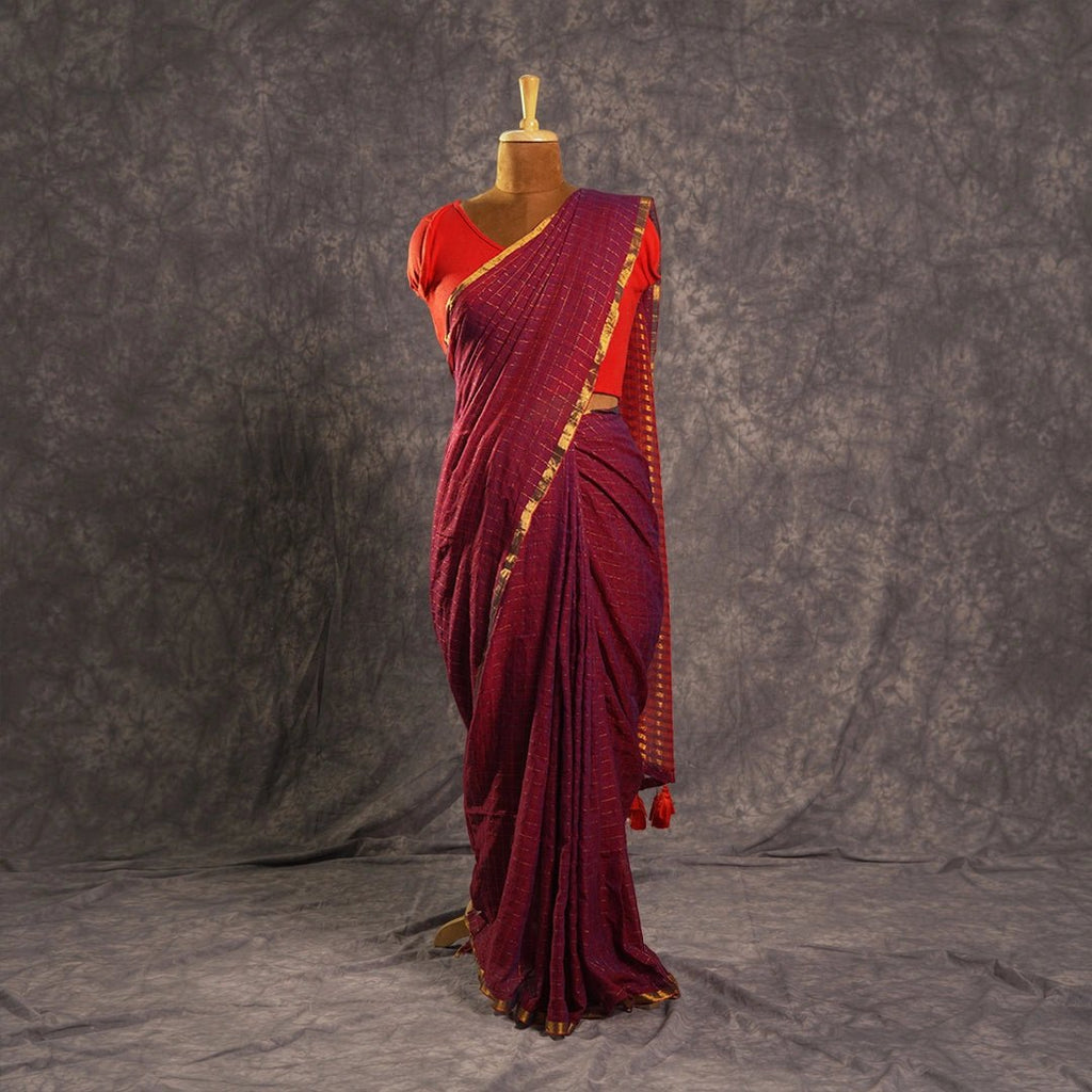 Magenta Gold Handloom Saree | Festive Traditional Ethnic Wear - Kottanz Loom CoSareeKottanz Loom Co