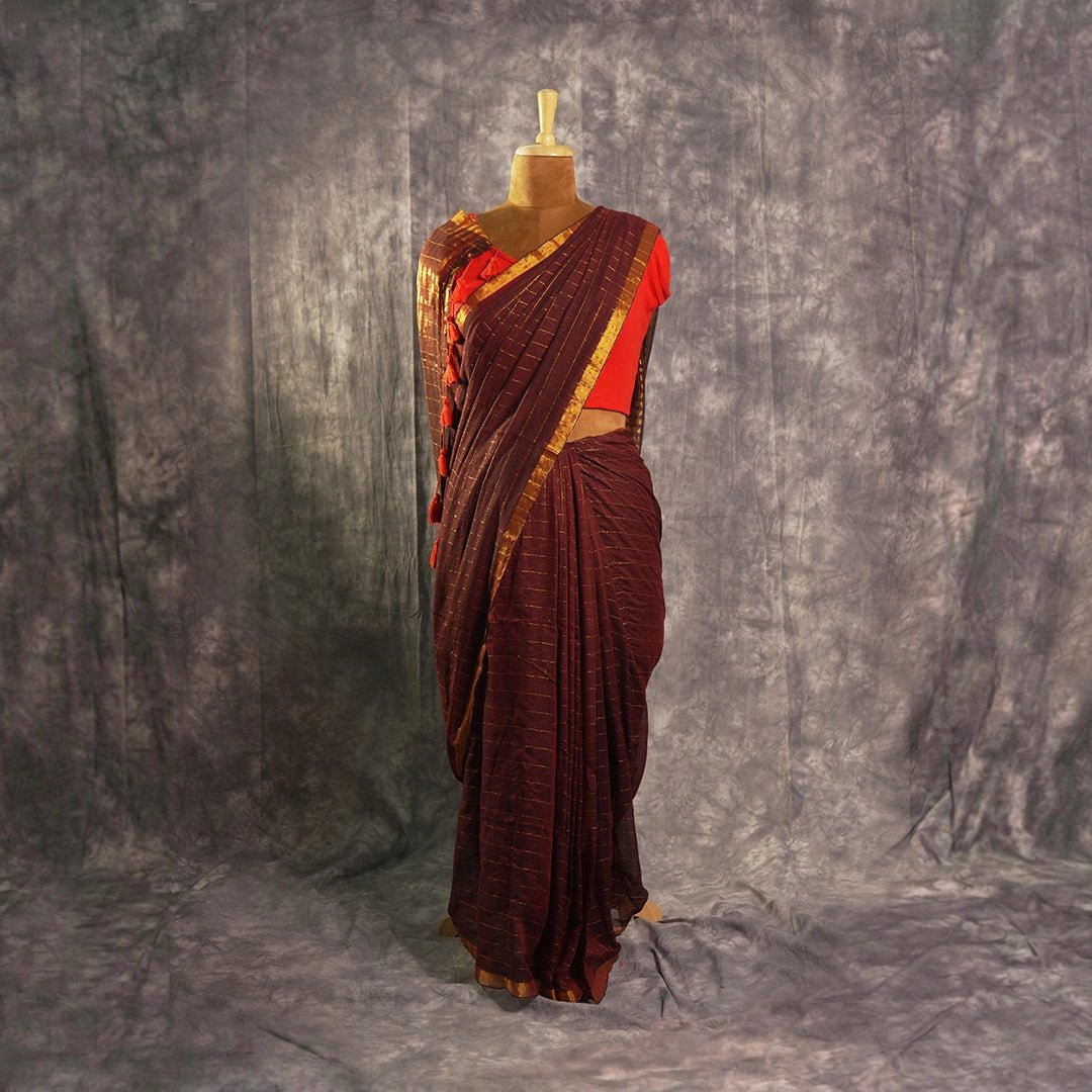 Maroon Gold Handloom Saree | Traditional Festive & Wedding Wear - Kottanz Loom CoSareeKottanz Loom Co