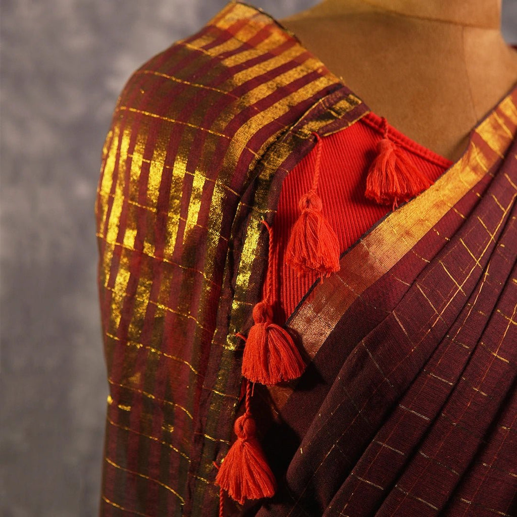 Maroon Gold Handloom Saree | Traditional Festive & Wedding Wear - Kottanz Loom CoSareeKottanz Loom Co