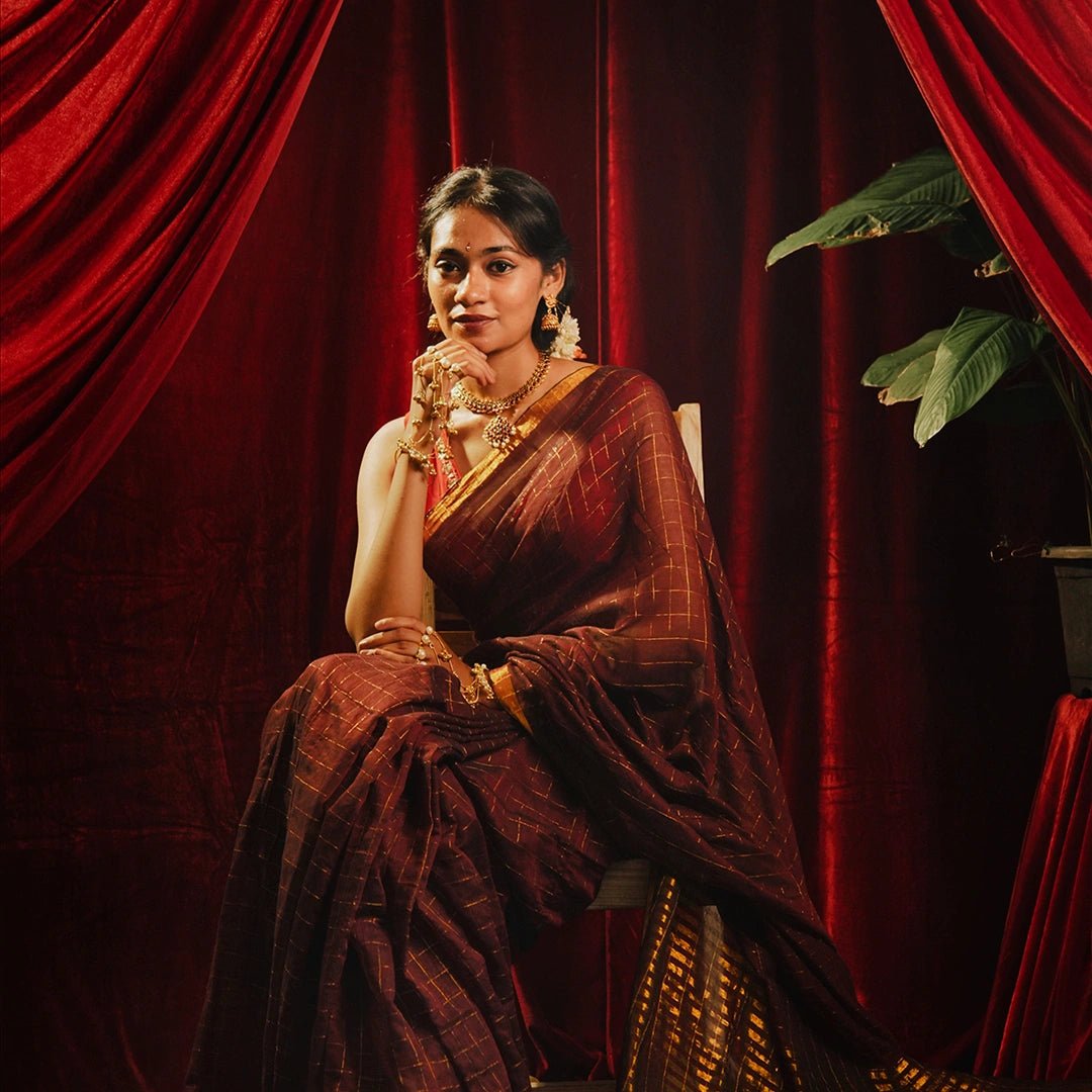 Maroon Gold Handloom Saree | Traditional Festive & Wedding Wear - Kottanz Loom CoSareeKottanz Loom Co