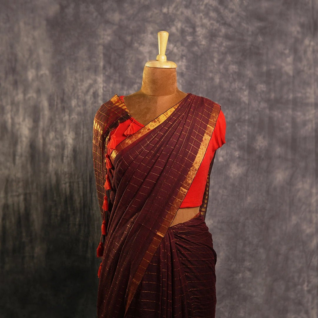 Maroon Gold Handloom Saree | Traditional Festive & Wedding Wear - Kottanz Loom CoSareeKottanz Loom Co
