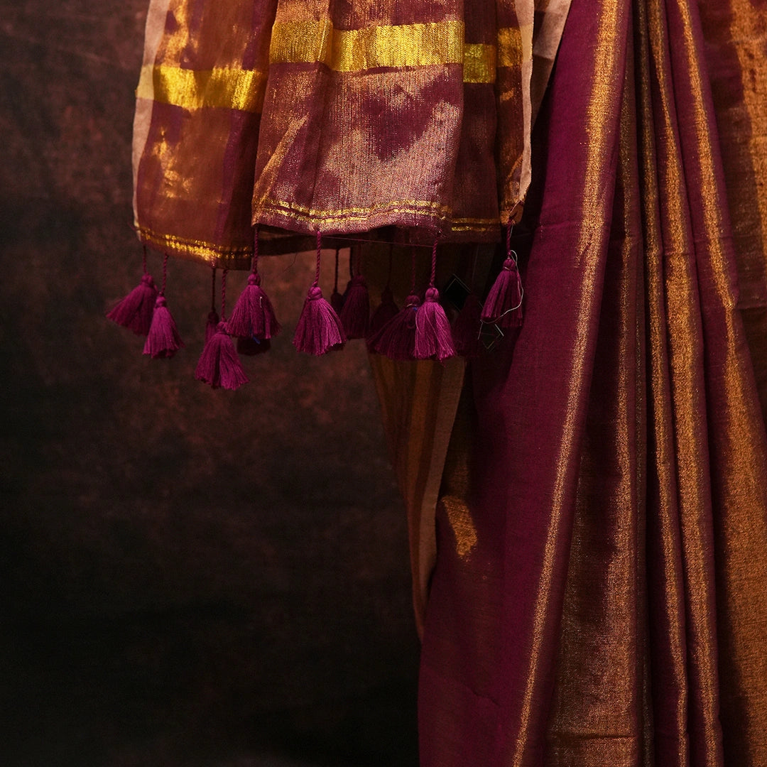 Purple Raga Tissue Saree – Handwoven Traditional Indian Silk Saree