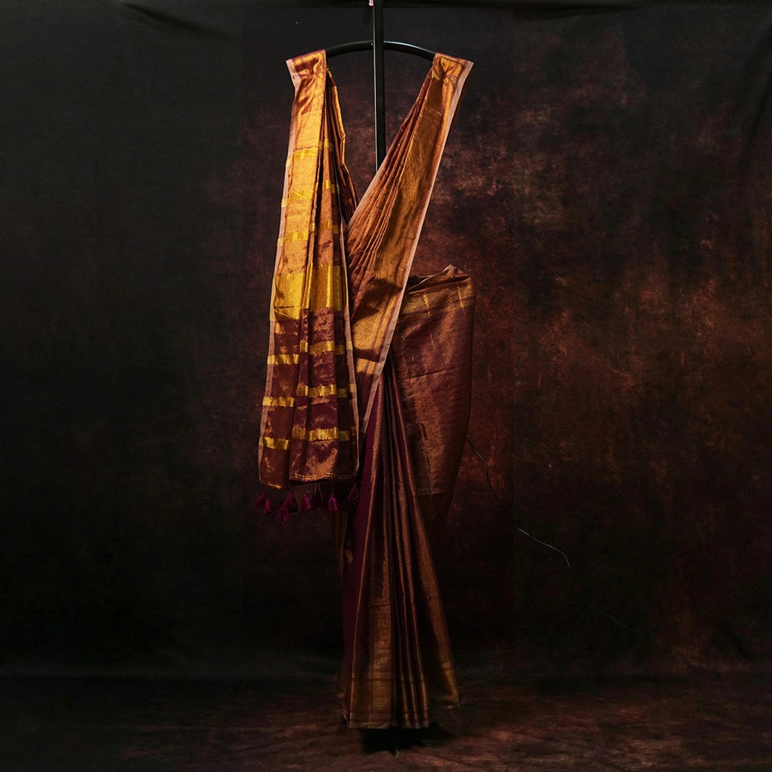 Purple Raga Tissue Saree – Handwoven Traditional Indian Silk Saree