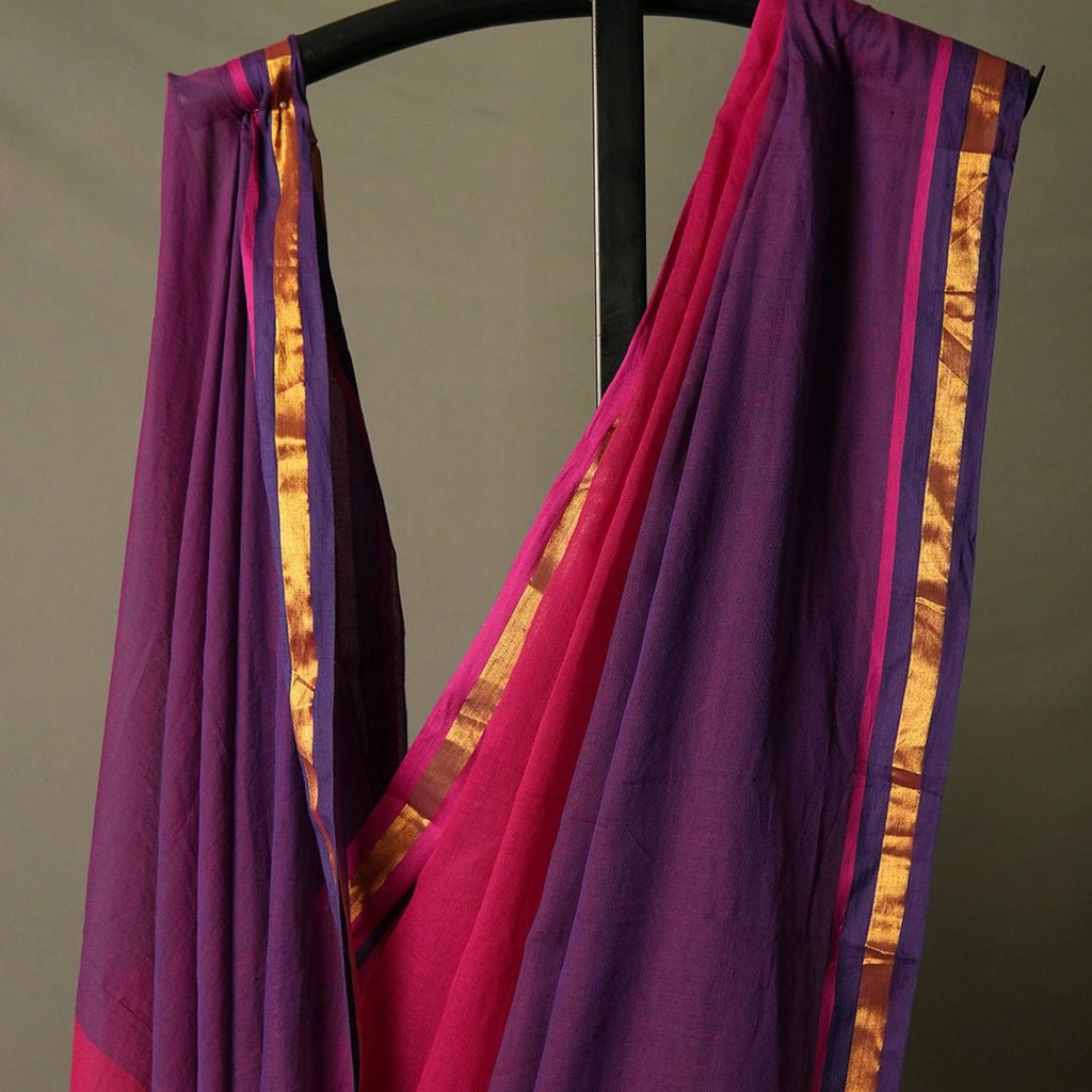 Pink & Purple Mul Cotton Saree – Soft, Stylish Daily Wear Saree - Kottanz Loom CoSareeKottanzloom