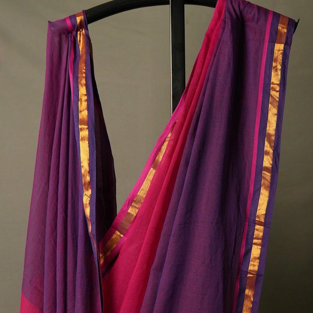 Pink & Purple Mul Cotton Saree – Soft, Stylish Daily Wear Saree - Kottanz Loom CoSareeKottanzloom