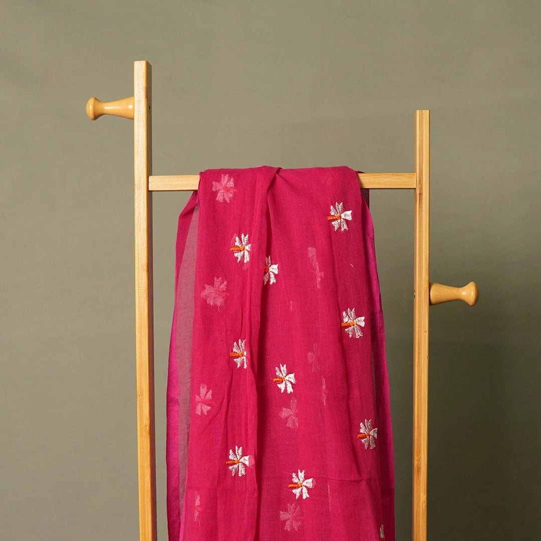 Pink Shiwli Flower Embroidery Saree – Elegant Festive Party Wear - Kottanz Loom CoSareeKottanzloom