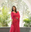 Pretty in Pink – Handwoven Khadi Saree with Gold Edging