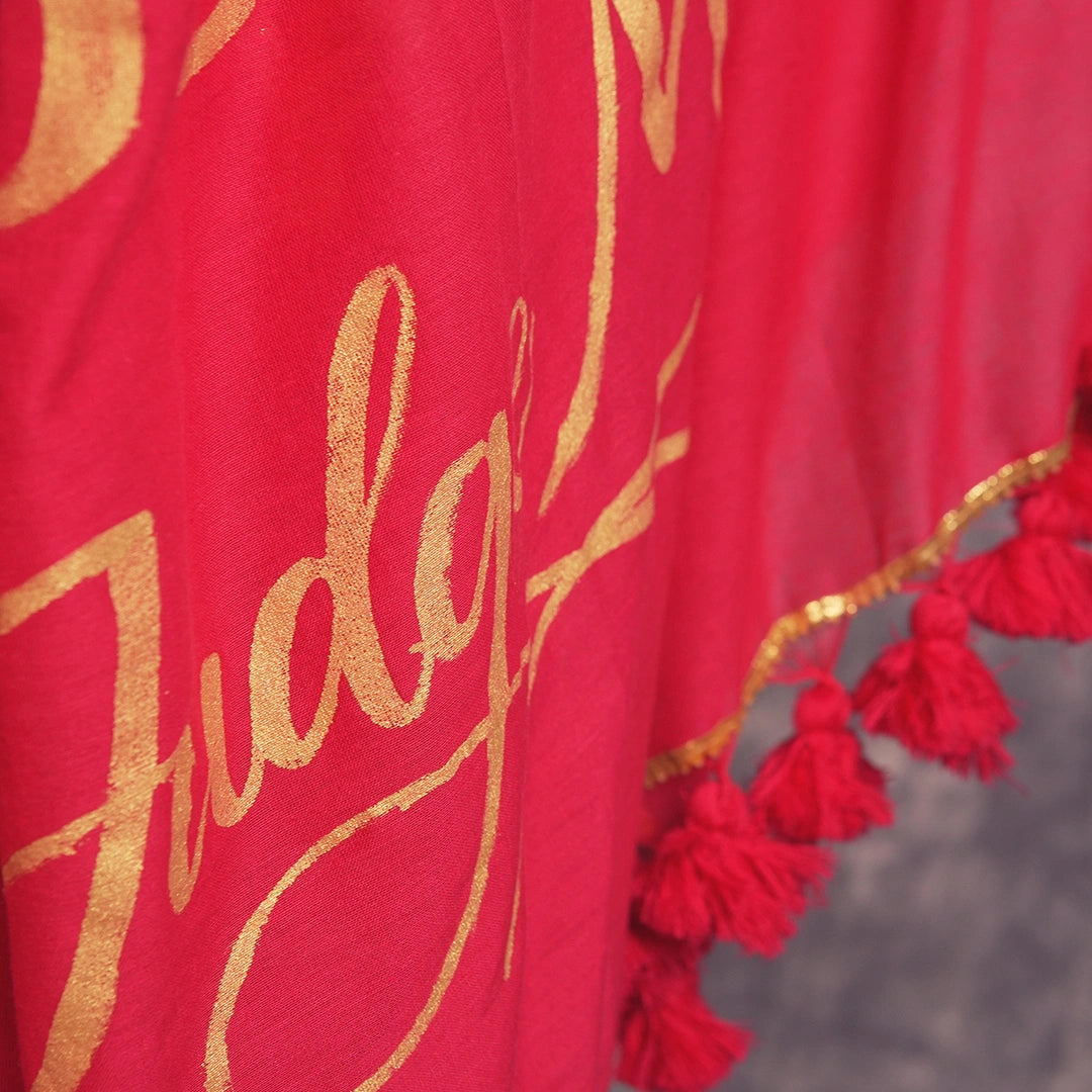 Pretty in Pink – Handwoven Khadi Saree with Gold Edging