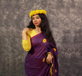 Plum Floral Ruffle Saree Set – Designer Wedding Party Wear - Kottanz Loom CoSareeKottanz Loom Co