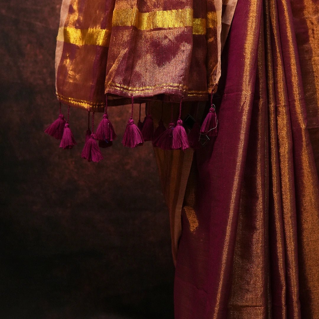 Purple Raga Tissue Saree – Handwoven Traditional Indian Silk Saree - Kottanz Loom CoSareeKottanzloom