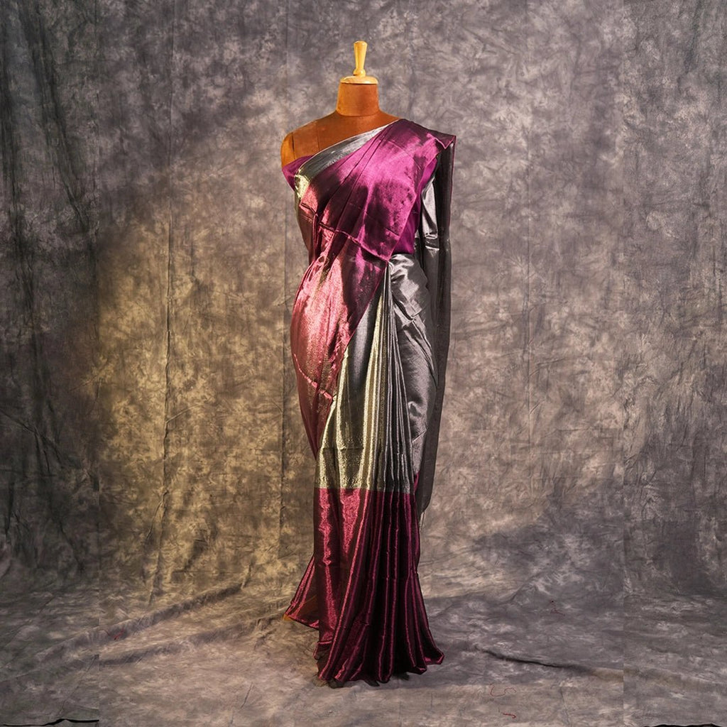 Purple Turnaround Tissue Saree | Dual-Tone Reversible Party Saree - Kottanz Loom CoSareeKottanz Loom Co