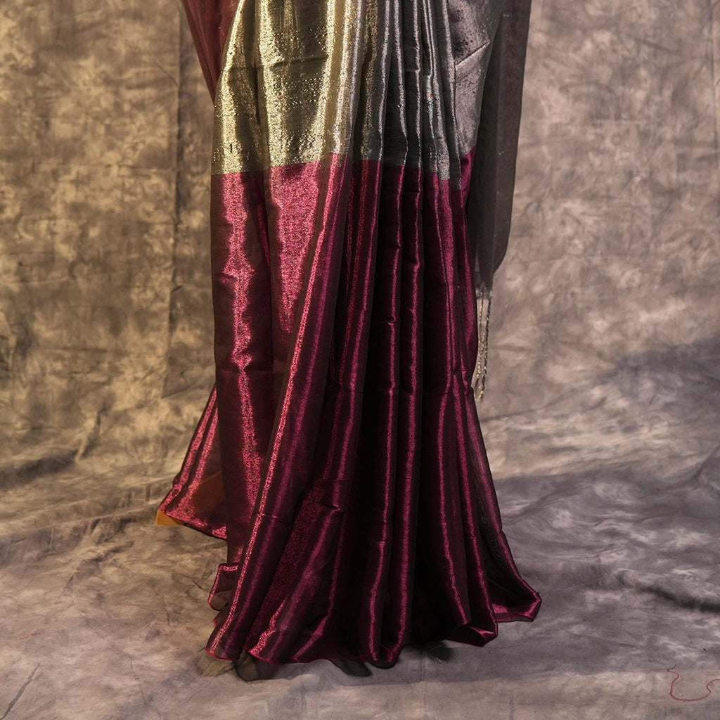 Purple Turnaround Tissue Saree | Dual-Tone Reversible Party Saree - Kottanz Loom CoSareeKottanz Loom Co