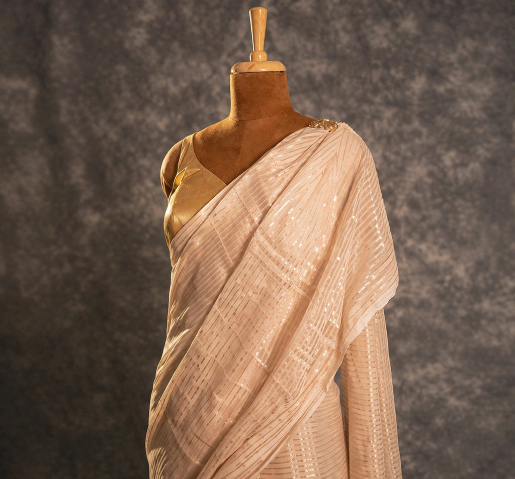 Soft Gold Shimmer Saree Set – Elegant Festive Party Wear - Kottanz Loom CoSareeKottanz Loom Co