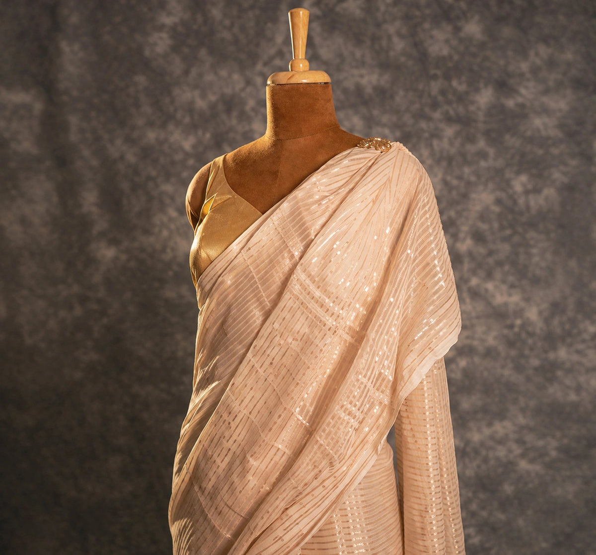 Soft Gold Shimmer Saree Set – Elegant Festive Party Wear - Kottanz Loom CoSareeKottanz Loom Co