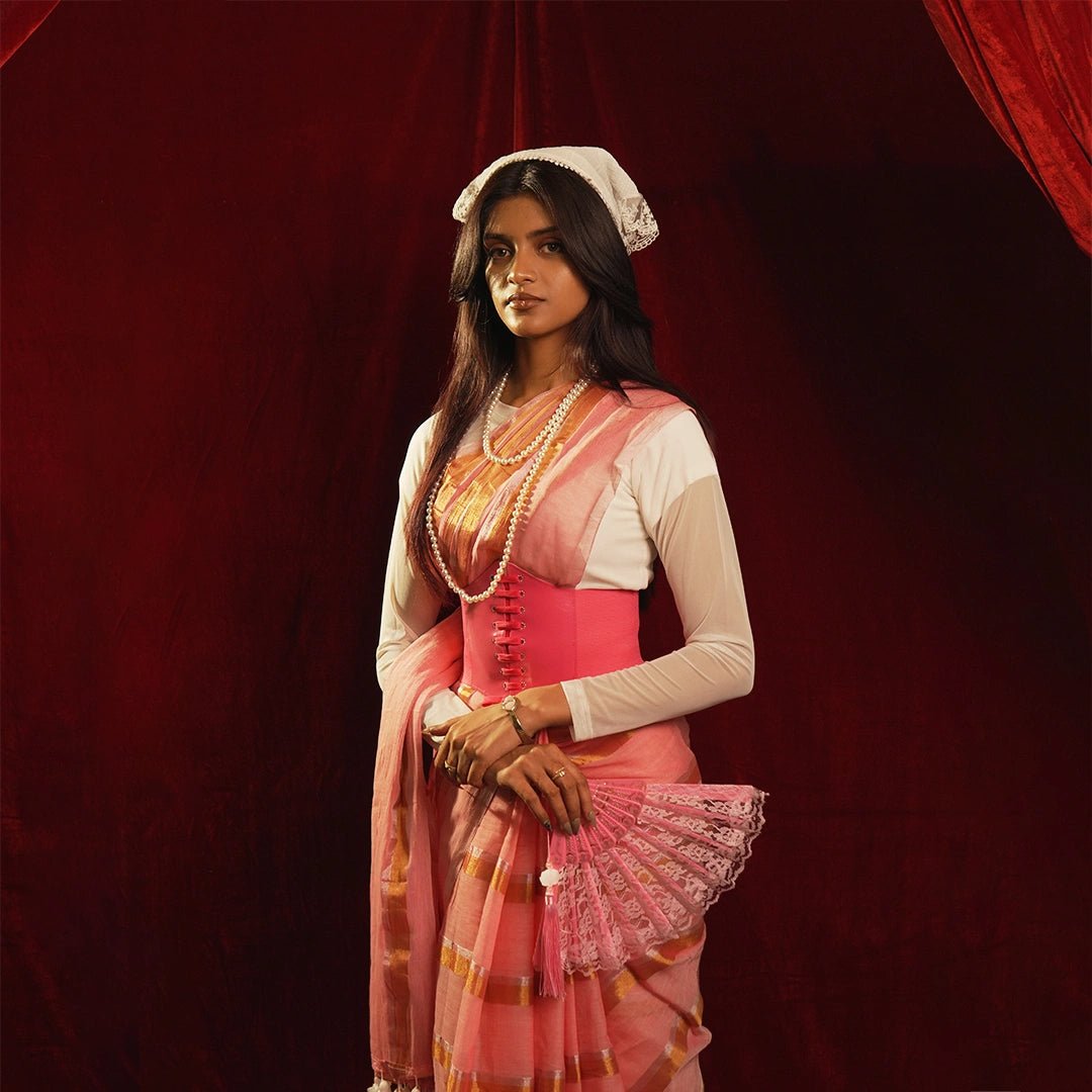 Soft Pink Handloom Zari Stripe Saree | Festive Traditional Weave - Kottanz Loom CoSareeKottanz Loom Co