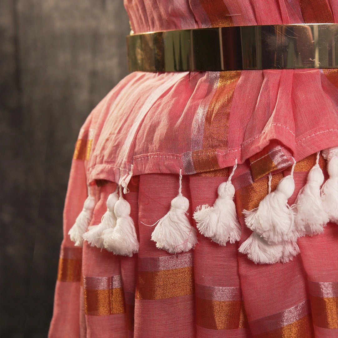 Soft Pink Handloom Zari Stripe Saree | Festive Traditional Weave - Kottanz Loom CoSareeKottanz Loom Co