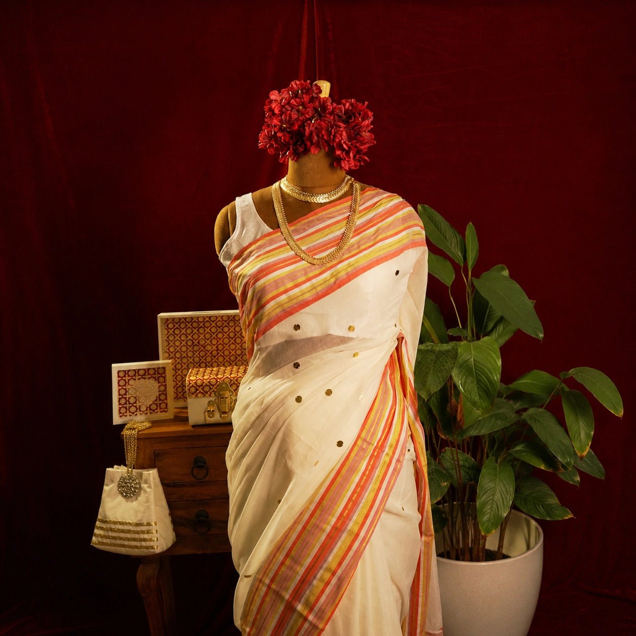 Sunset Stripe Chumki Saree – Handloom Saree - Kottanz Loom CoSareeKottanz Loom Co