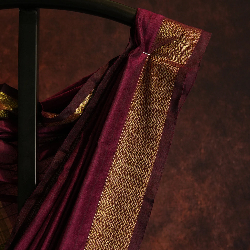 Purple Mul Cotton Jacquard Saree | Handwoven Traditional Drape