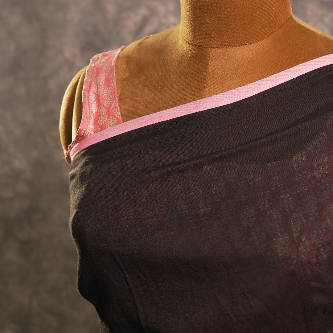 Delulu Era Saree | Black Designer Statement Saree with Border