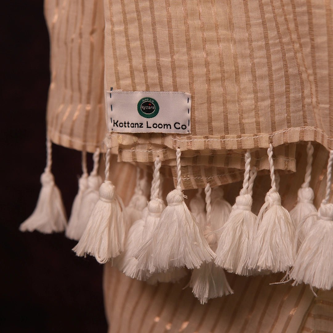 White Mul Cotton Saree | Handwoven Lightweight Indian Saree - Kottanz Loom CoSareeKottanz Loom Co