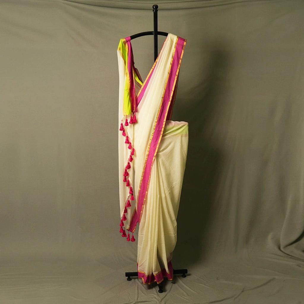 White Mul Cotton Saree – Soft, Simple & Elegant Daily Wear - Kottanz Loom CoSareeKottanzloom