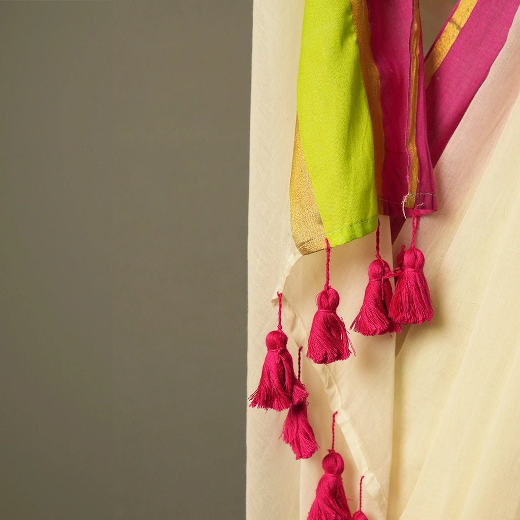 White Mul Cotton Saree – Soft, Simple & Elegant Daily Wear - Kottanz Loom CoSareeKottanzloom