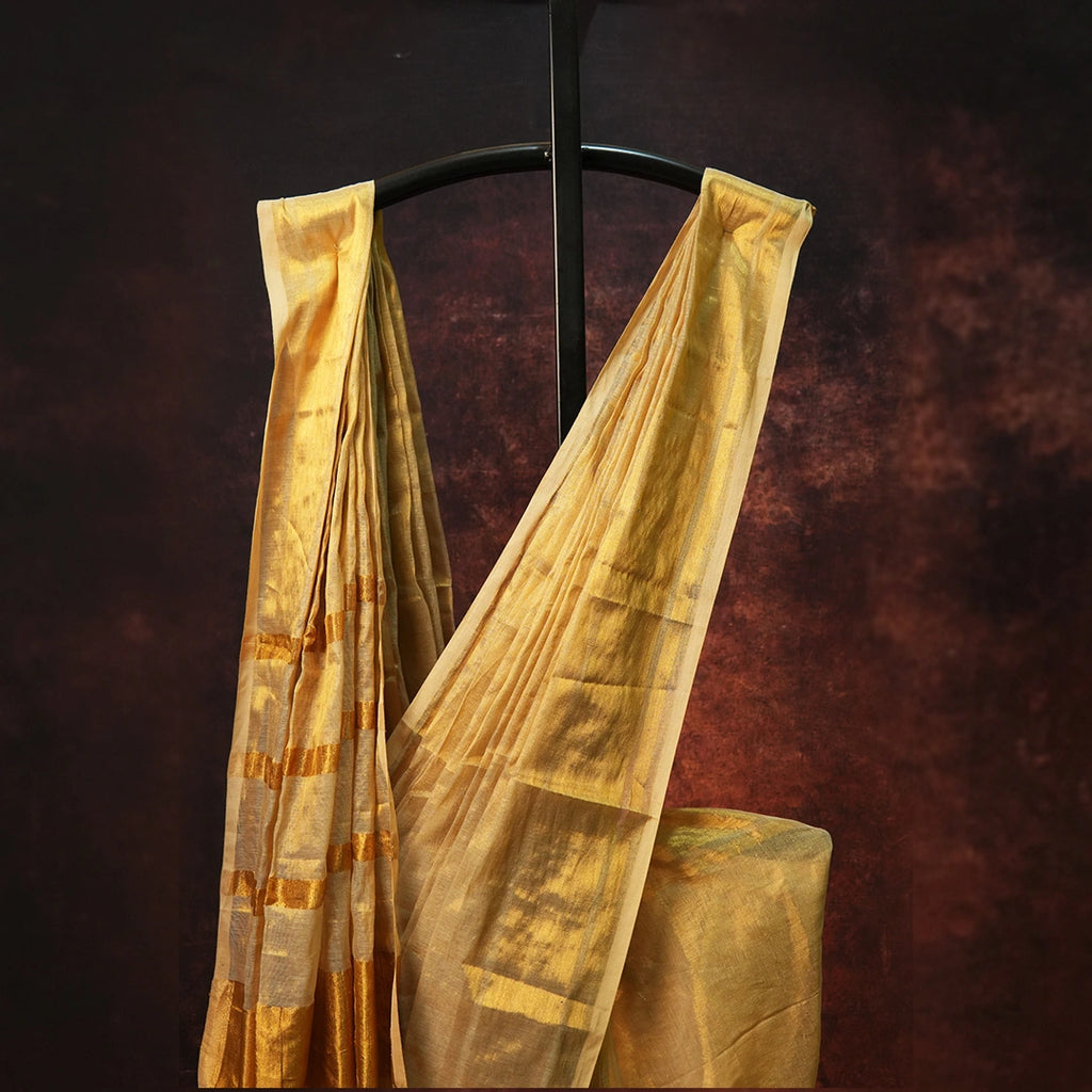 Golden Raga Tissue Saree – Pure Silk Blend Traditional Saree