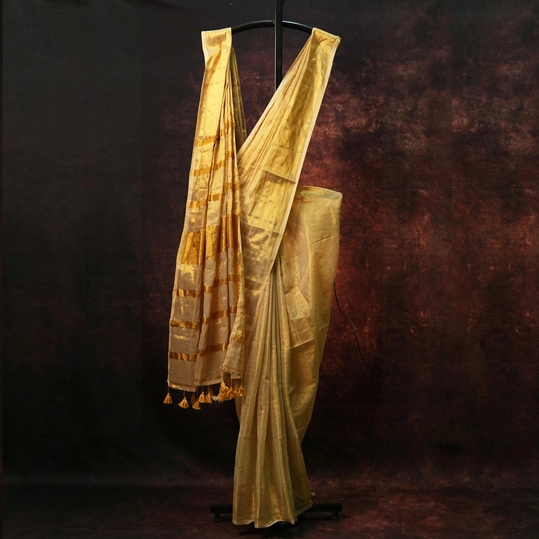 Golden Raga Tissue Saree – Pure Silk Blend Traditional Saree