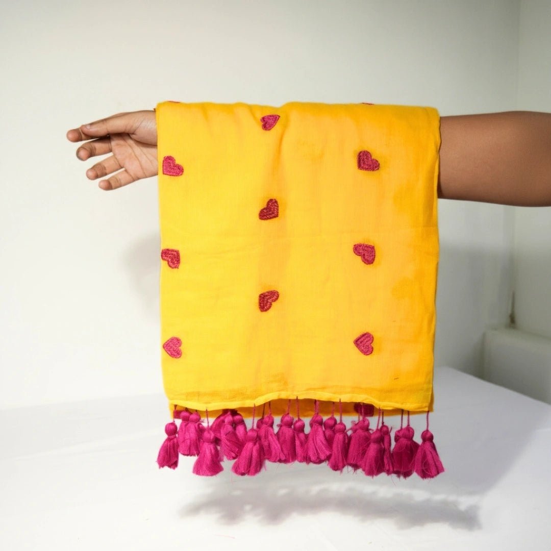 Yellow Flower Embroidery Saree – Festive Designer Party Wear - Kottanz Loom CoSareeKottanzloom
