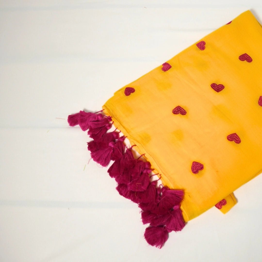 Yellow Flower Embroidery Saree – Festive Designer Party Wear - Kottanz Loom CoSareeKottanzloom